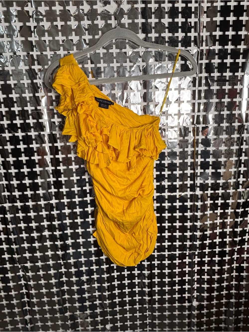 Ralph Lauren Yellow One-Shoulder Ruffle Camisole